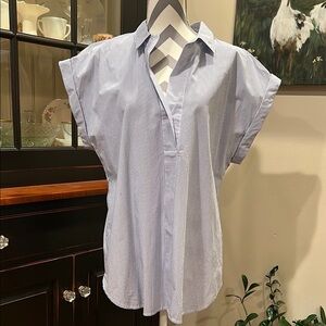 New J.Crew Blue and white Striped Short Sleeve Blouse